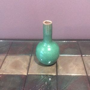 Mini vintage celadon crackle glazed ceramic vase